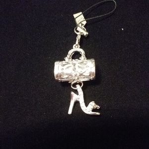 MOBO luggage and shoe Cell Phone Strap Charms silvertoneMeasure 2.5" in length